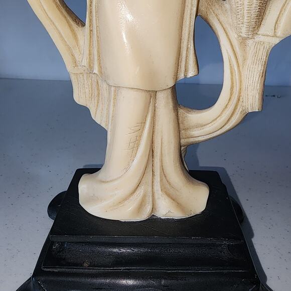 Vintage Santini Asian Imperial Couple Floral Fruit Alabaster Sculptures - Picture 6 of 13